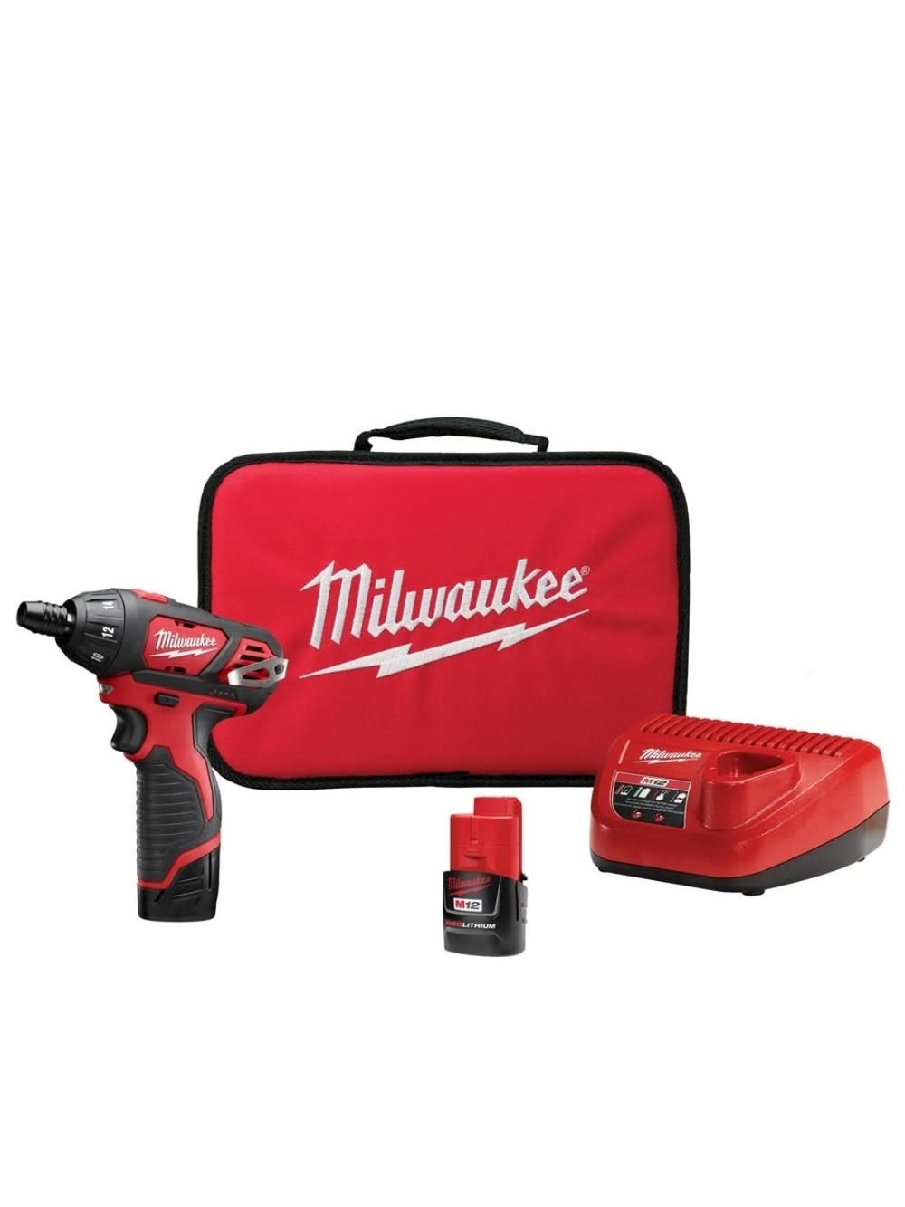 Milwaukee M12 2401-22 1/4 " Hex Screwdriver Kit - Red/Black Nib